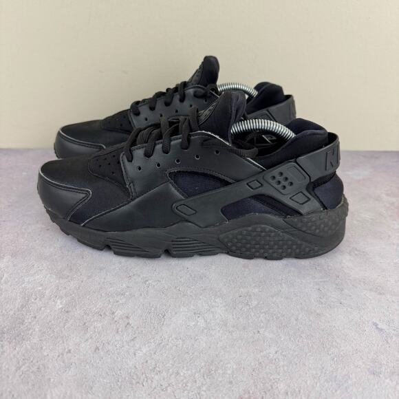 Nike Shoes Womens Sz 8 Air Huarache Running Sneakers 634835-012 Black Leather - Picture 4 of 10